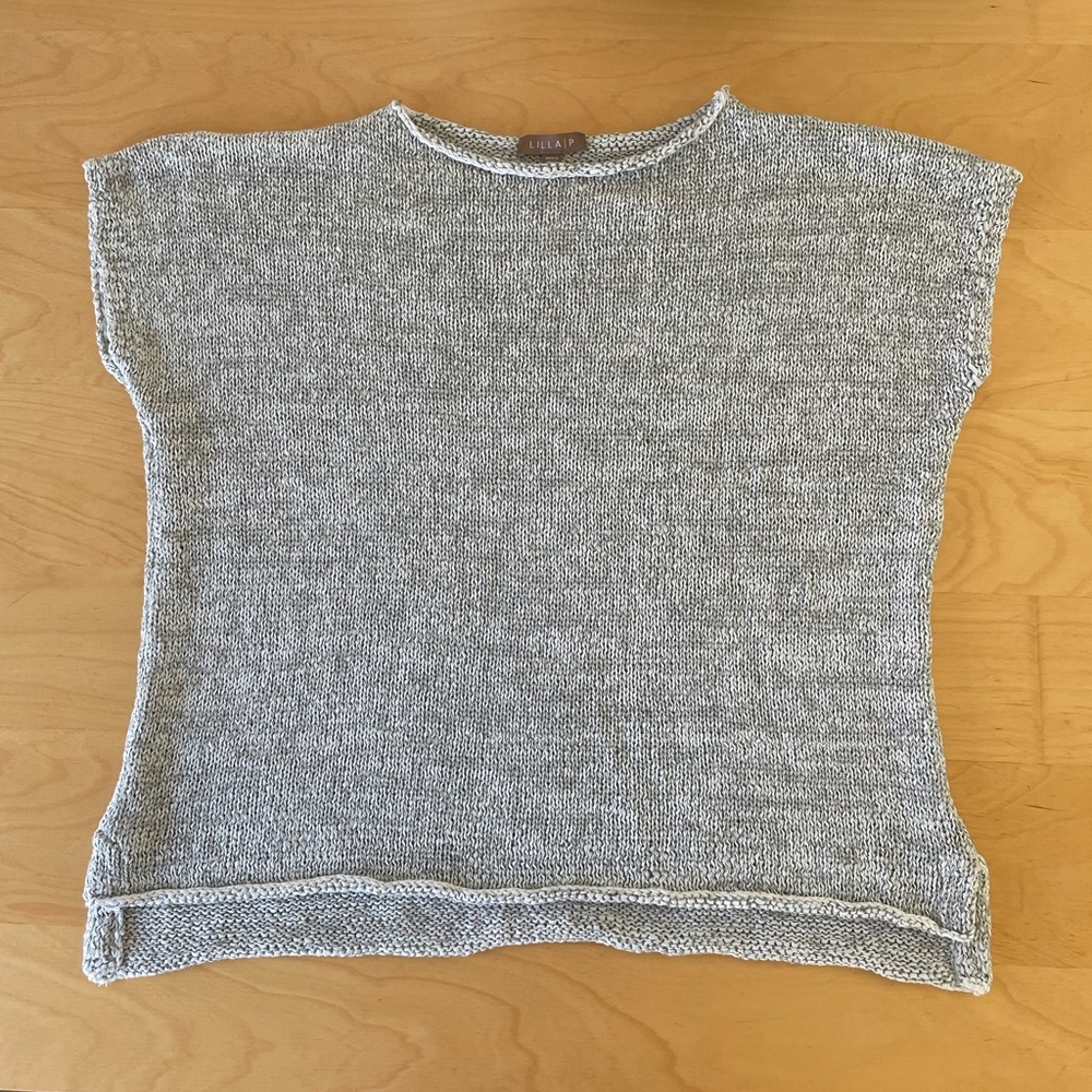 Lilla P Woven short sleeve tunic top. Sea foam green. Size M.